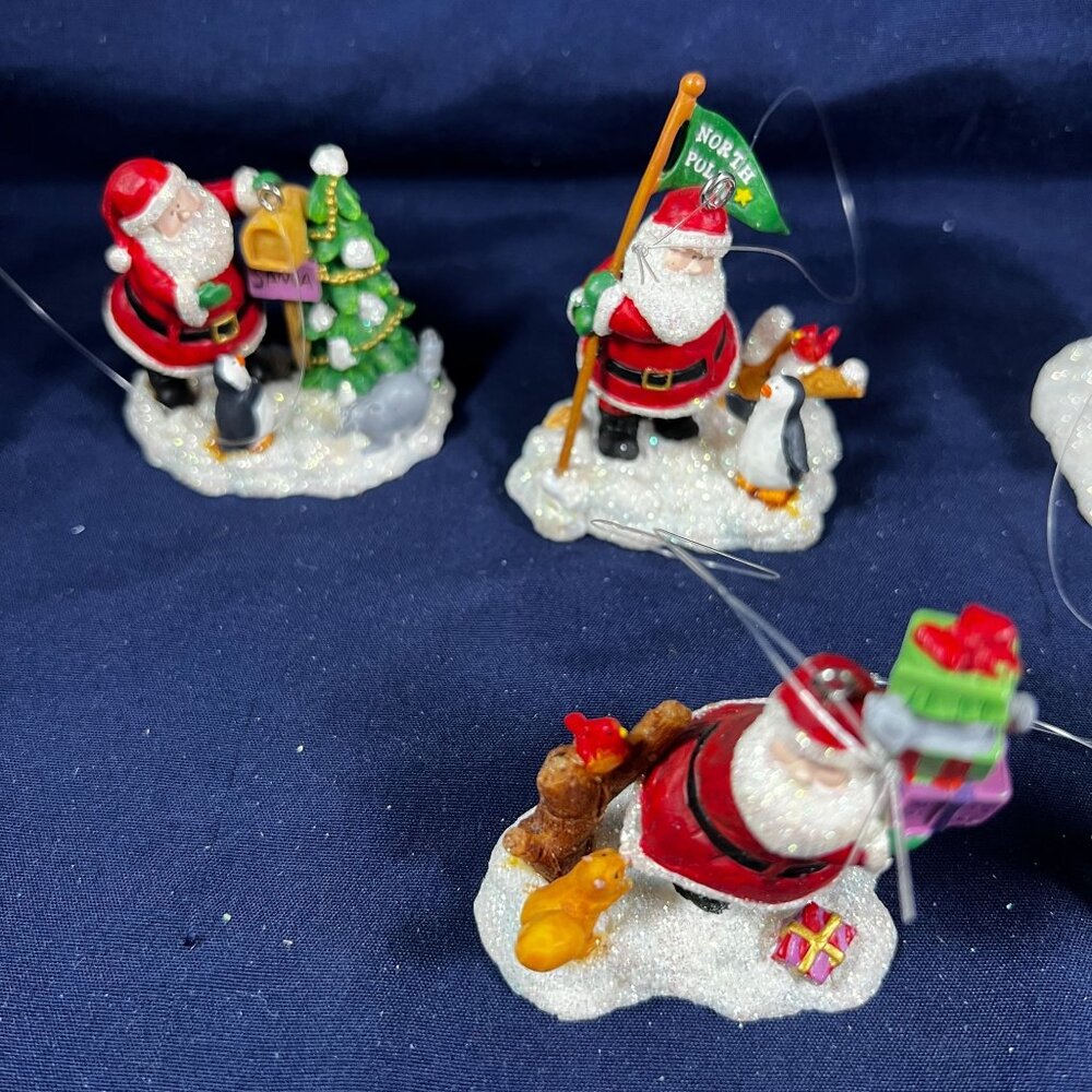 Russ Berrie & Co Christmas Ornaments Set Of 6+2 Extra Santa Holiday Decor - Picture 2 of 3